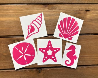 Seashell Group Decal - Beach Decal - Seashells
