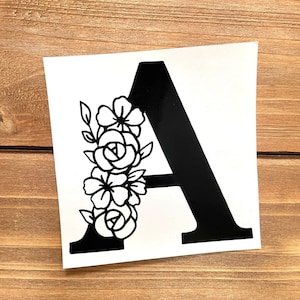 Floral Initial - Flower Monogram - Initial Decal - Flower Initial - Flower Decal