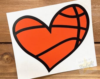 Basketball Heart Decal - Basketball - Basketball Sticker -  Sports Decal