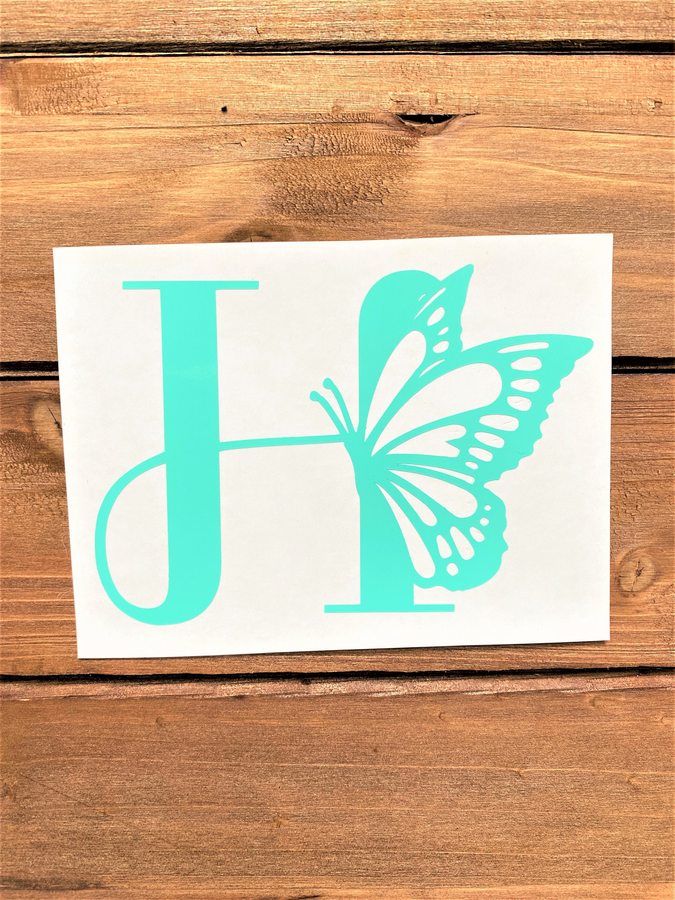 Butterfly Initial Butterfly Monogram Initial Decal - Etsy