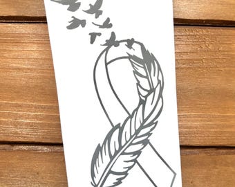 Grey Brain Cancer Awareness Ribbon Car Magnet Decal Heavy Duty