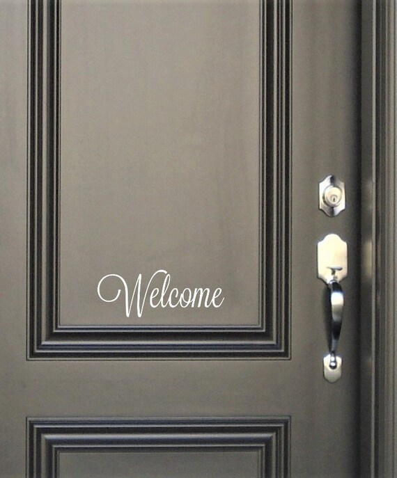 Welcome Front Door Decal Front Door Sign Welcome Decal Etsy