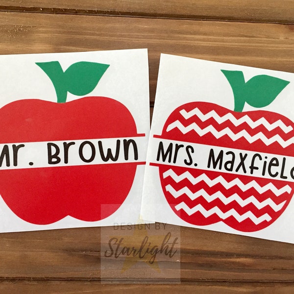 Apple Decal - Chevron Apple - Glitter Apple - Teacher Decal - Tumbler Monogram - Yeti Monogram - Car Decal - Computer Decal