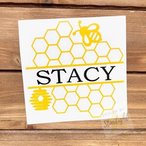 Honeycomb Name Decal - Bee Decal - Honeycomb with Bee - Honeycomb Pattern - Name Sticker