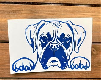Boxer Decal - Peeking Boxer - Boxer Sticker - Dog Decal - Dog Sticker