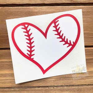Baseball Heart Decal - Baseball - Baseball Sticker -  Sports Decal