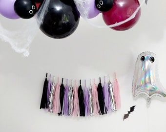 DIY 4 colours 20PCs Halloween tassel set purple, black, pink and silver kids adults birthday party home decoration