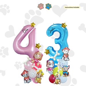 Personalised pink blue PAW patrol balloon bouquet sculpture stand for girls or boys birthday party decoration 1st no helium needed