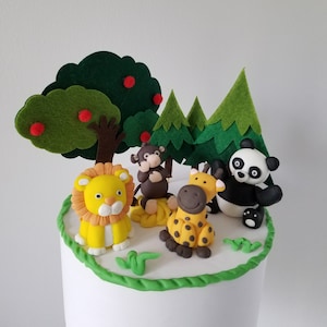 Children kids forrest animal party birthday cake celebration clay reusable cake topper image 1