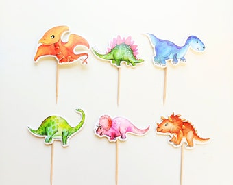 12-pack pink dinosaur cake toppers girl dinosaur birthday party cake decoration 1st 2nd