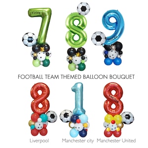 Personalised green blue 40inch number football balloon bouquet sculpture stand girls boys football sports birthday party decoration image 5
