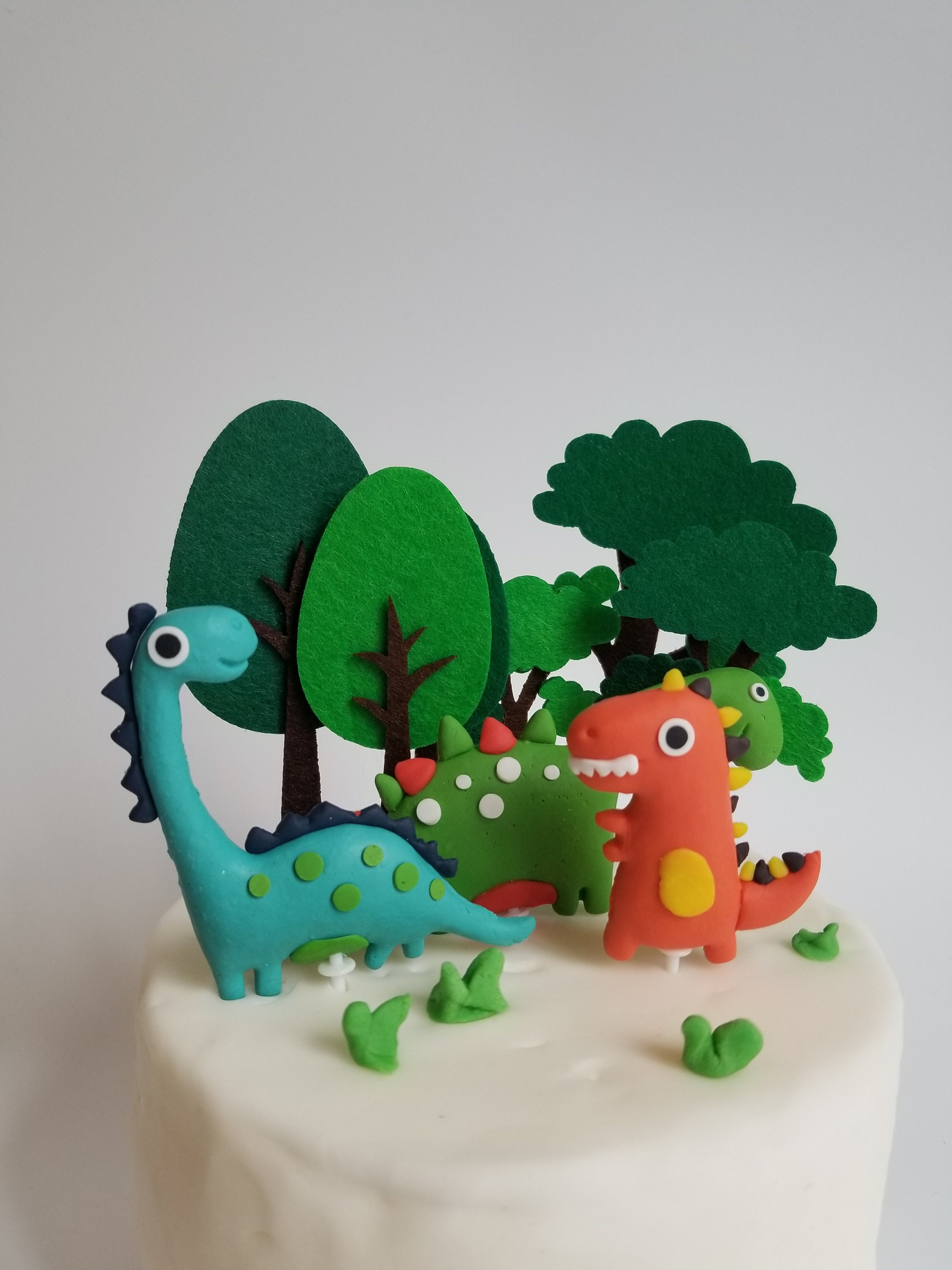 Handmade Cute Dinosaur and Trees Cake Toppers for Children Etsy UK