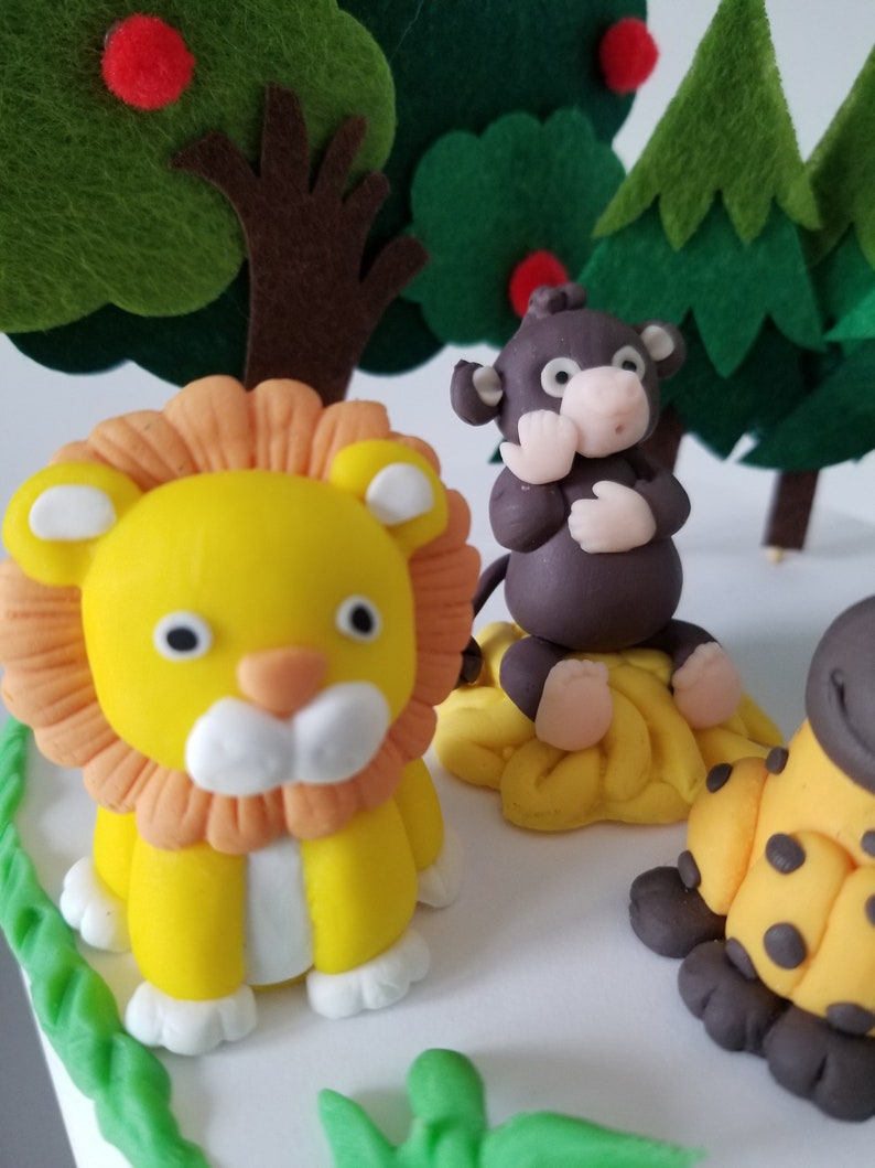 Children kids forrest animal party birthday cake celebration clay reusable cake topper image 2