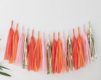 DIY 4 colours 20PCs sweet juicy Halloween tassel set orange pink and champagne gold kids adults birthday party home decoration