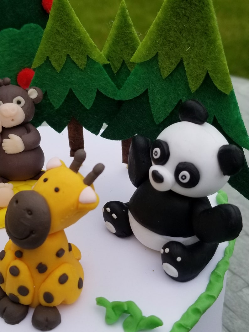 Children kids forrest animal party birthday cake celebration clay reusable cake topper image 7