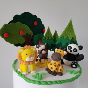 Children kids forrest animal party birthday cake celebration clay reusable cake topper image 4