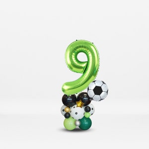 Personalised green blue 40inch number football balloon bouquet sculpture stand girls boys football sports birthday party decoration 9