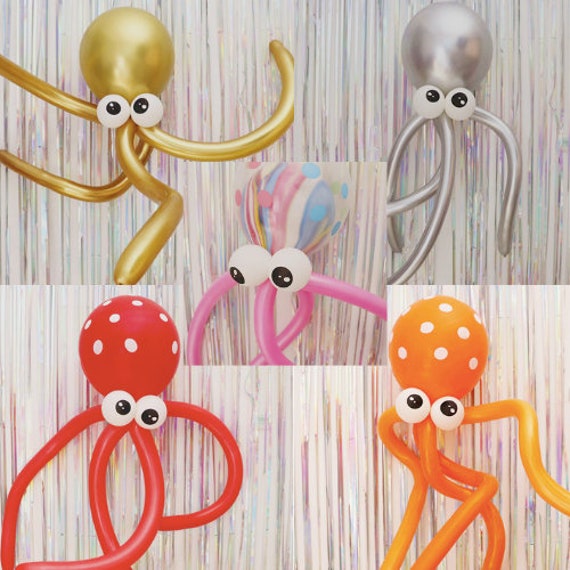 12 Octopus Latex Stick Marble Balloon Kit Fun Party Decoration Air Helium -  Etsy