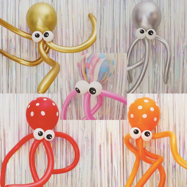 12” octopus latex stick marble balloon kit fun party decoration air helium