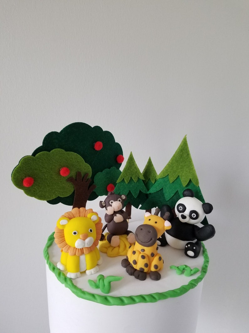 Children kids forrest animal party birthday cake celebration clay reusable cake topper image 1