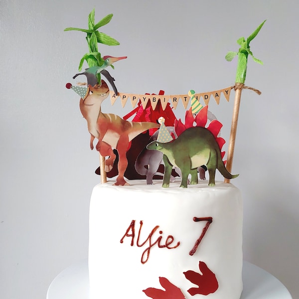 Special designed Jurassic Dinosaur rex volcano jungle cake toppers party kids children boys girls natural birthday cake decoration