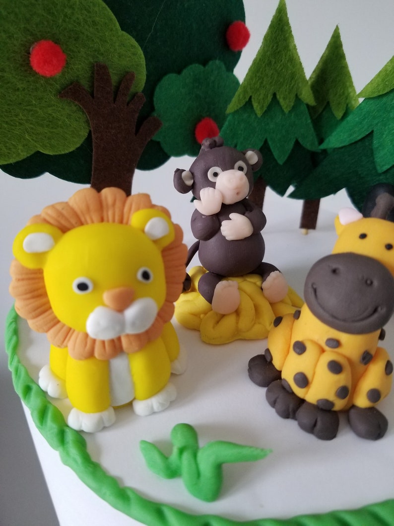 Children kids forrest animal party birthday cake celebration clay reusable cake topper image 6