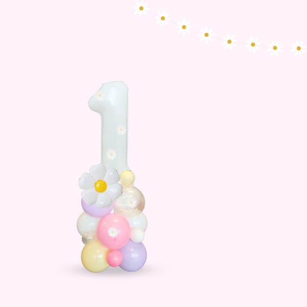 Pastel rainbow sweet daisy balloon sculpture bouquet baby shower kids children girls 1st 2nd birthday party 40inch large number bundle