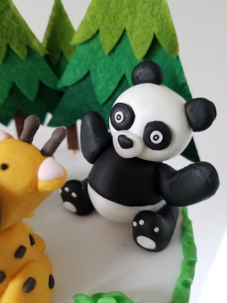 Children kids forrest animal party birthday cake celebration clay reusable cake topper image 3