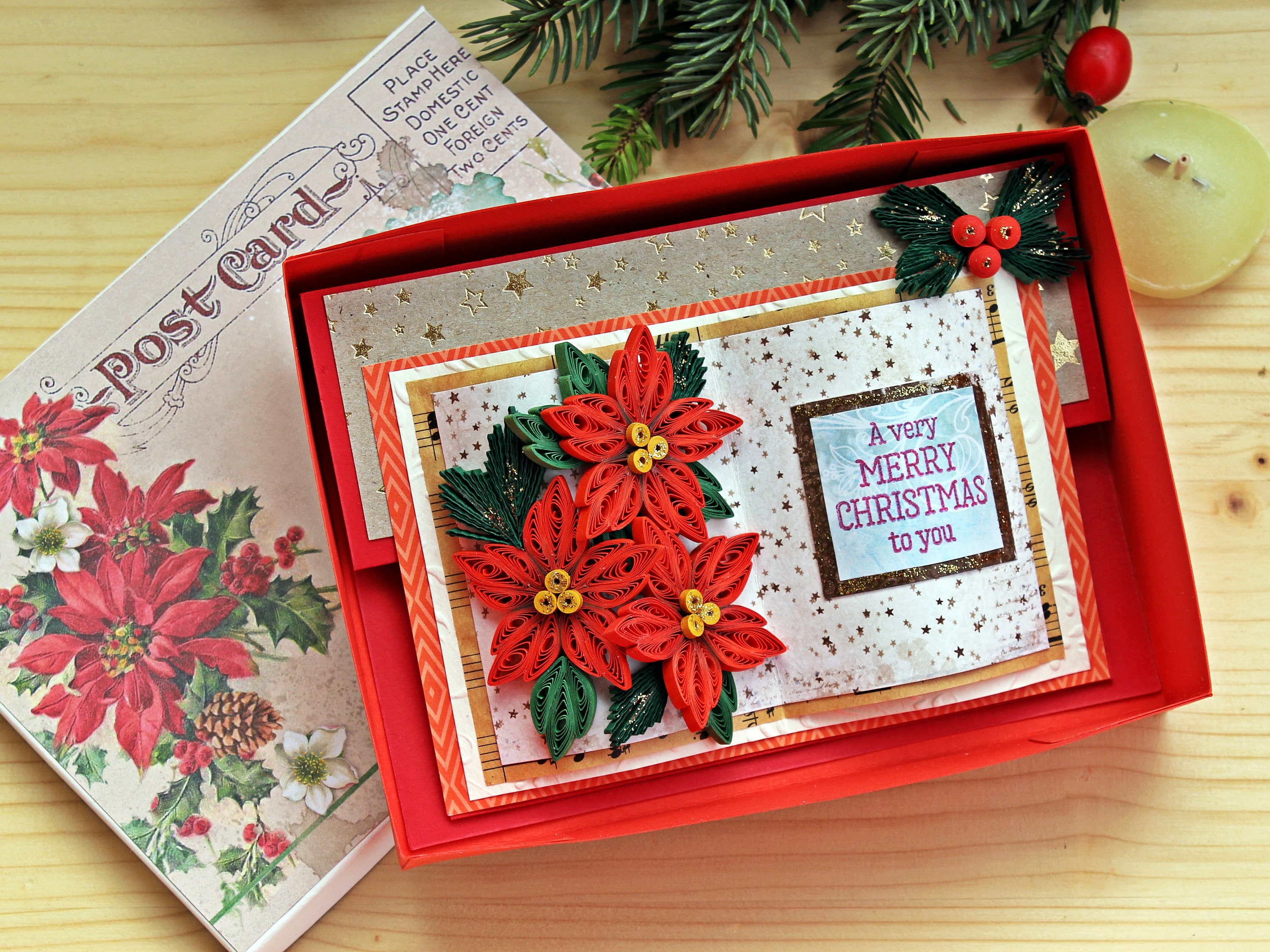 Elegant easel card boxed for Christmas cute gift from friend Etsy
