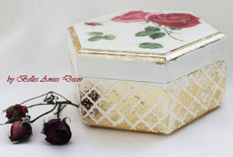Elegant Jewelry Box Roses in Retro Chic Style Shabby Treasure Etsy