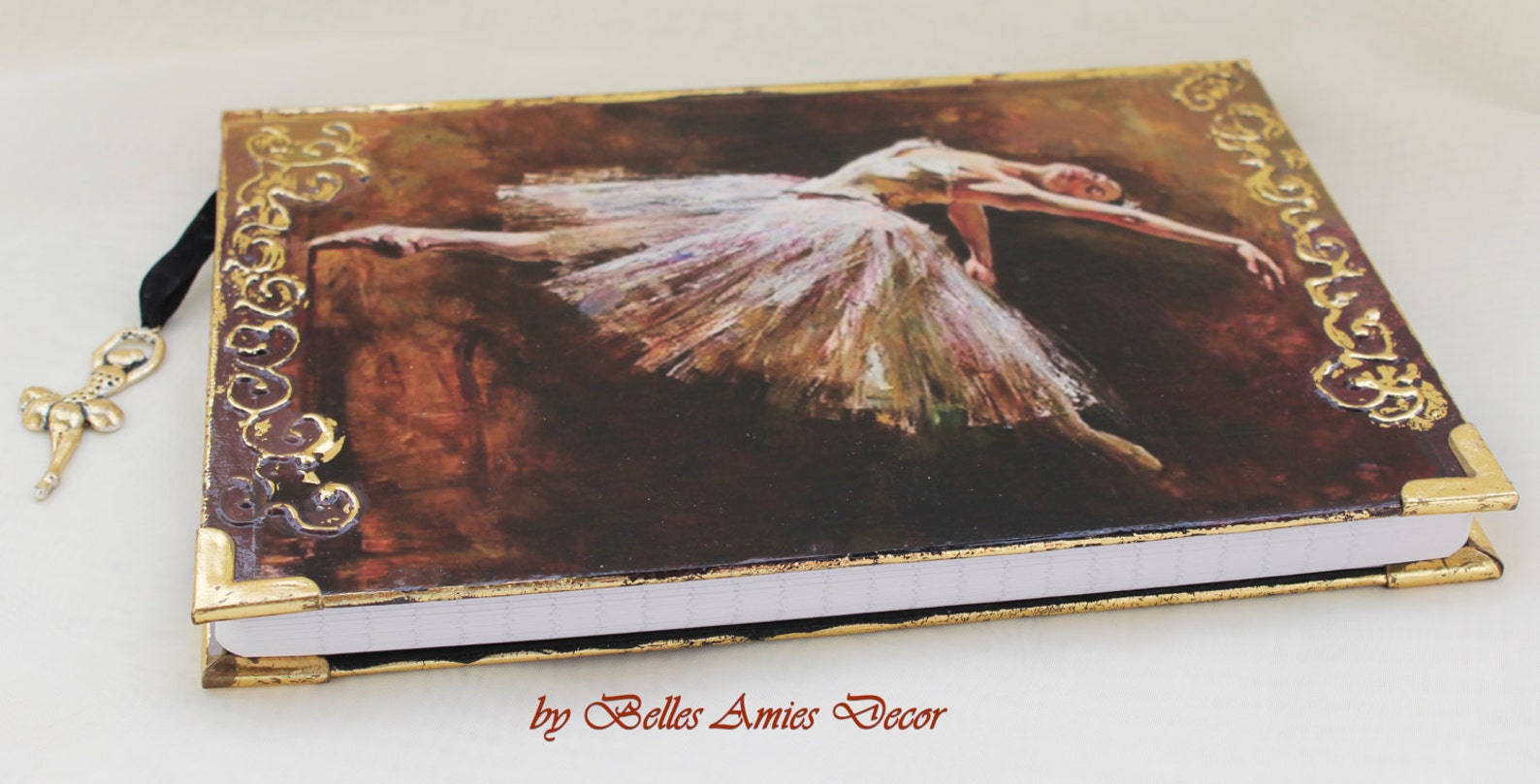 ballet art journal, ballet gifts, ballerina notebook, personal diary, a5 notebook, gift for girl, leather cover notebook, birthd