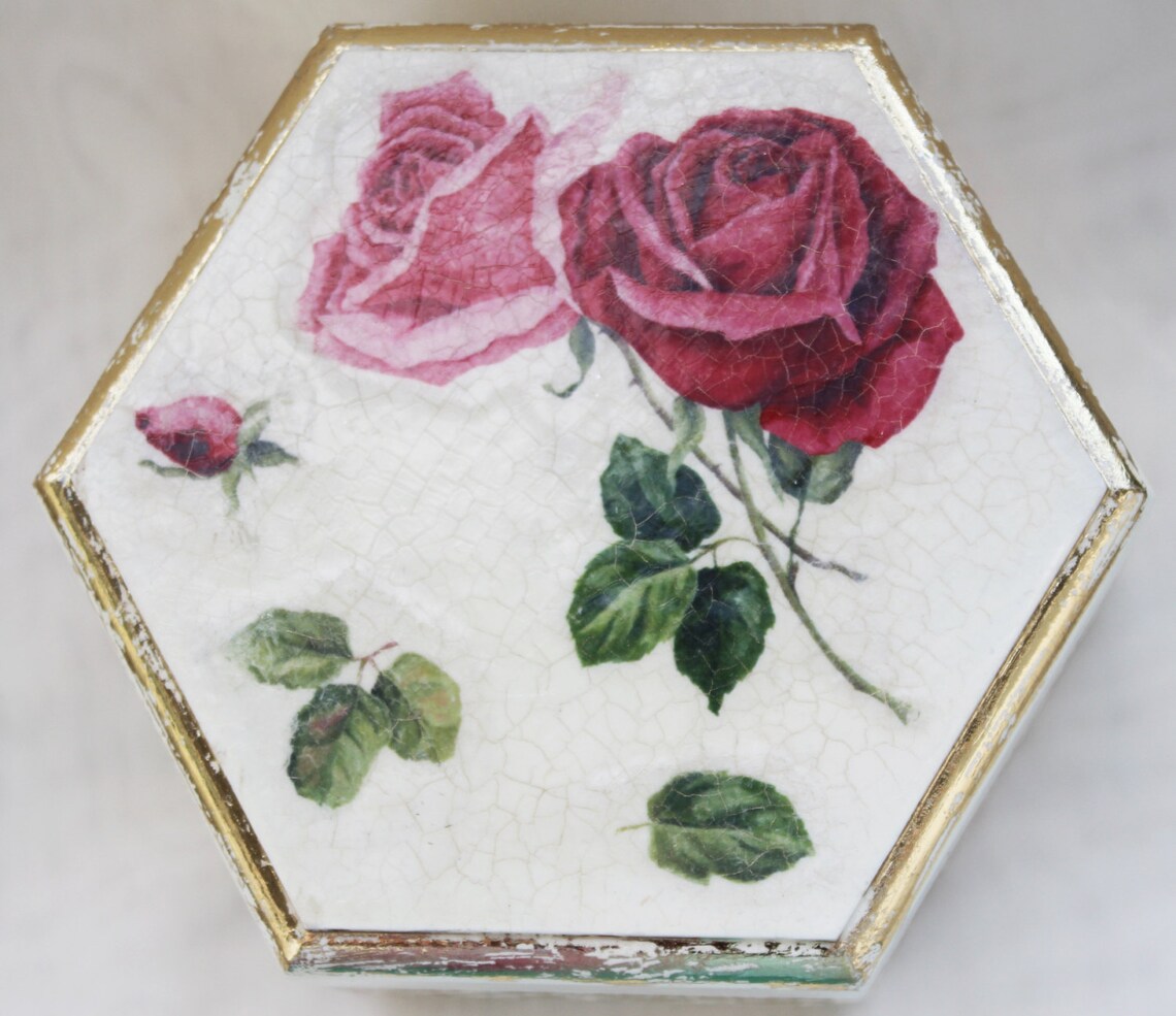 Elegant Jewelry Box Roses in Retro Chic Style Shabby Treasure Etsy