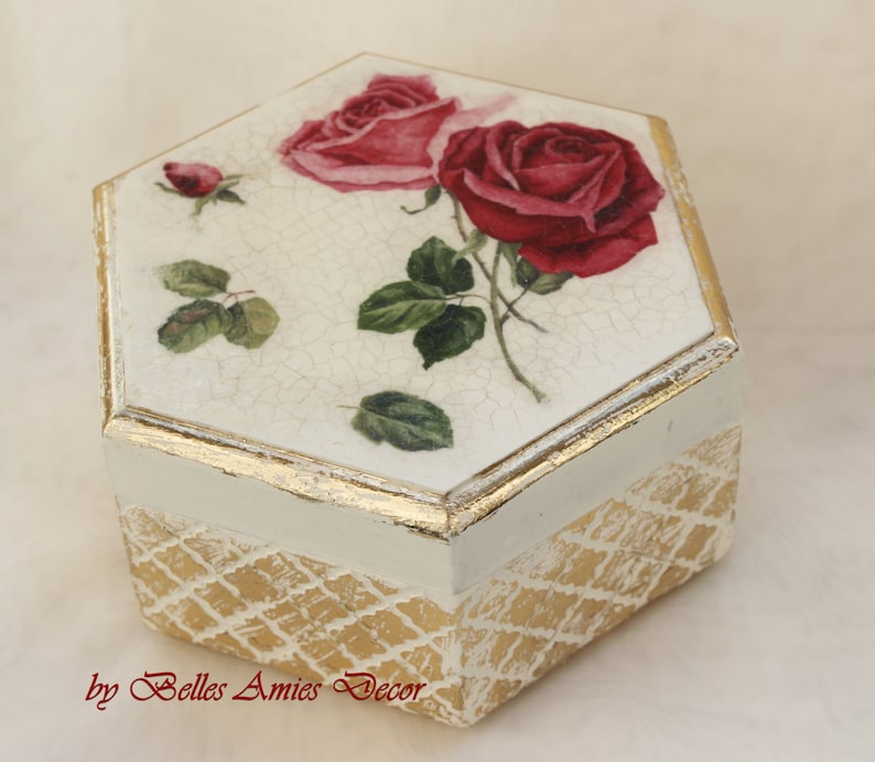 Elegant Jewelry Box Roses in Retro Chic Style Shabby Treasure Etsy