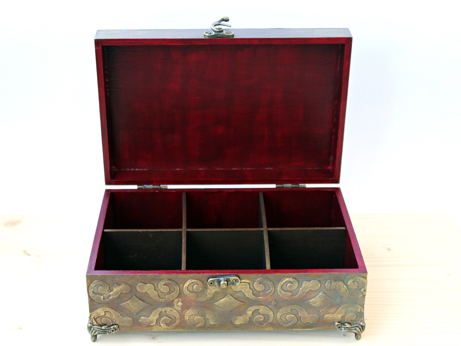 Elegant Large Tea Box Wooden Tea Storage Box Unique Home Etsy