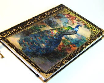 Peacock notebook journal, peacock gift, personal diary, women gift, A5 notebook, gift for woman, gift for teacher, cute gift for mother