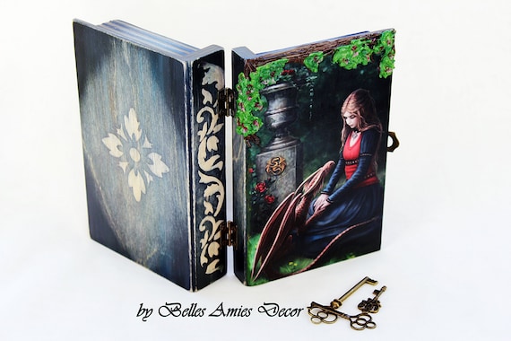 Libro de caja de joyas de madera con dragón regalo - Etsy España