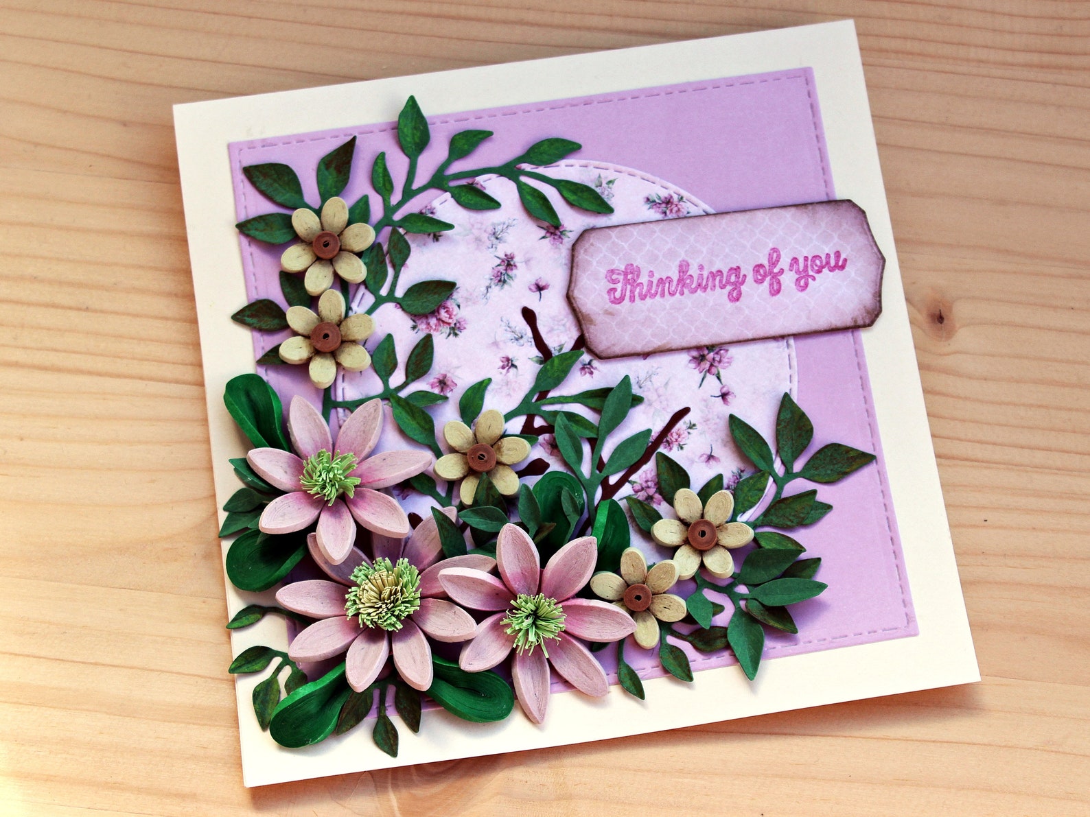 Thinking of you handmade greeting card in a box 3D flowers  Etsy