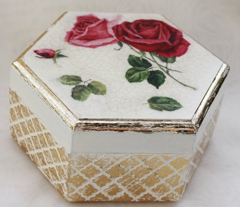 Elegant Jewelry Box Roses in Retro Chic Style Shabby Treasure Etsy