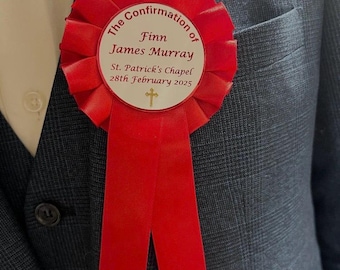 Confirmation Rosette, Confirmation Badge, Confirmation pin, Confirmation gift, Girl Confirmation, Boy Confirmation, Handmade UK