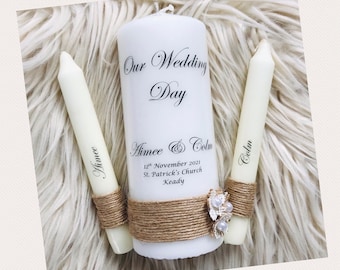 Personalised Wedding Unity set, Wedding candles, Unity candles, Keepsake, Gift, UK