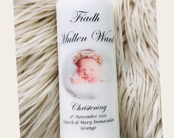Christening candle, Baptism candle, Personalised Christening candle, Personalised Baptism candle, Photo Keepsake Gift, UK