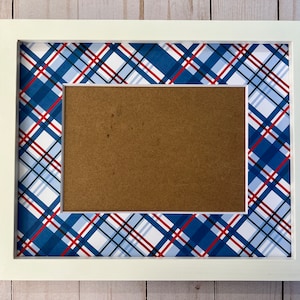 Patriotic Picture Frame | Personalized Picture Frame 5x7 | American Flag, Red White & Blue Plaid