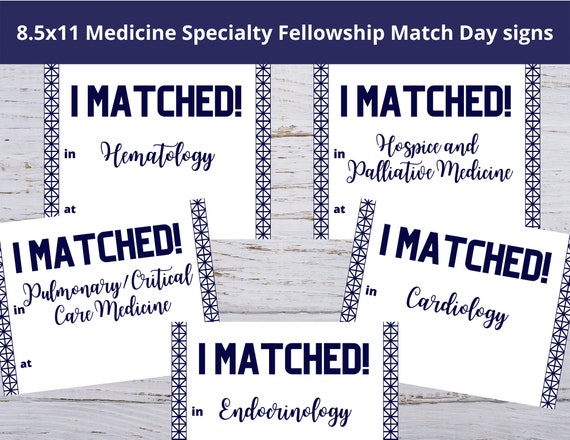 Medical Specialties Fellowship Match Day Signs | Printable 8.5x11 inch Signs | Digital Download
