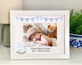 Personalized Baby Boy Picture Frame: Newborn Announcement, 5x7 Photo