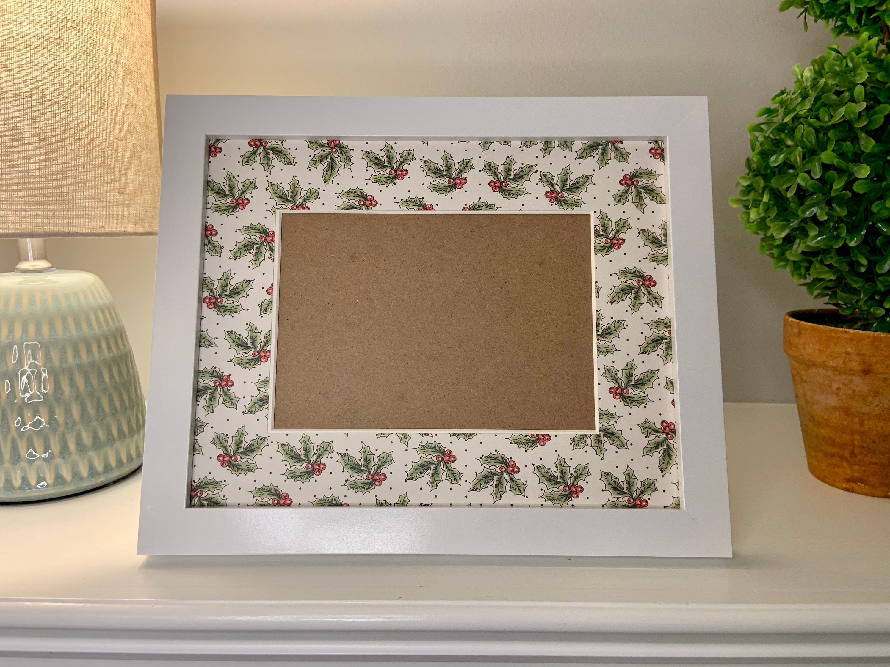 Christmas picture frame Christmas Holly Frame for 5x7 Photo Etsy