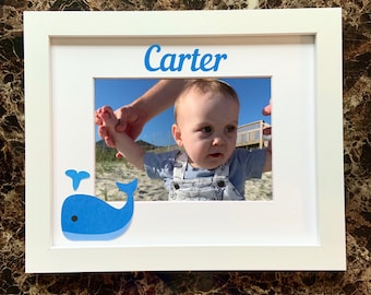 Whale Picture Frame | Personalized Picture Frame 5x7 | Baby Picture Frame