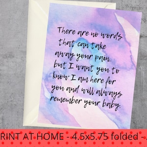 Miscarriage Stillbirth Bereavement Card | A6 folded card 4.5x5.75 inches