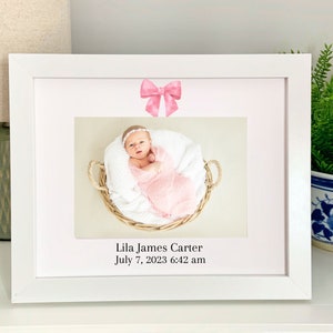Personalized Baby Girl Picture Frame – Newborn Birth Stats Gift, Baby Name Frame, Nursery Wall Decor, Baby Shower Keepsake
