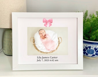 Personalized Baby Girl Picture Frame – Newborn Birth Stats Gift, Baby Name Frame, Nursery Wall Decor, Baby Shower Keepsake