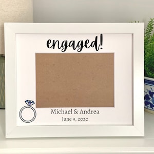 Engagement Picture Frame with Engagement Ring | Personalized Picture Frame 5x7 | Wedding or Engagement Gift